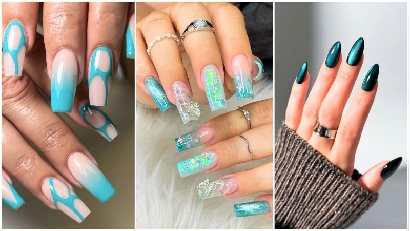 teal nails